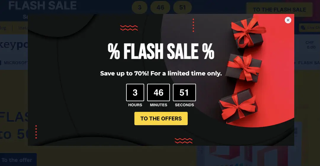 Countdown timers for customers